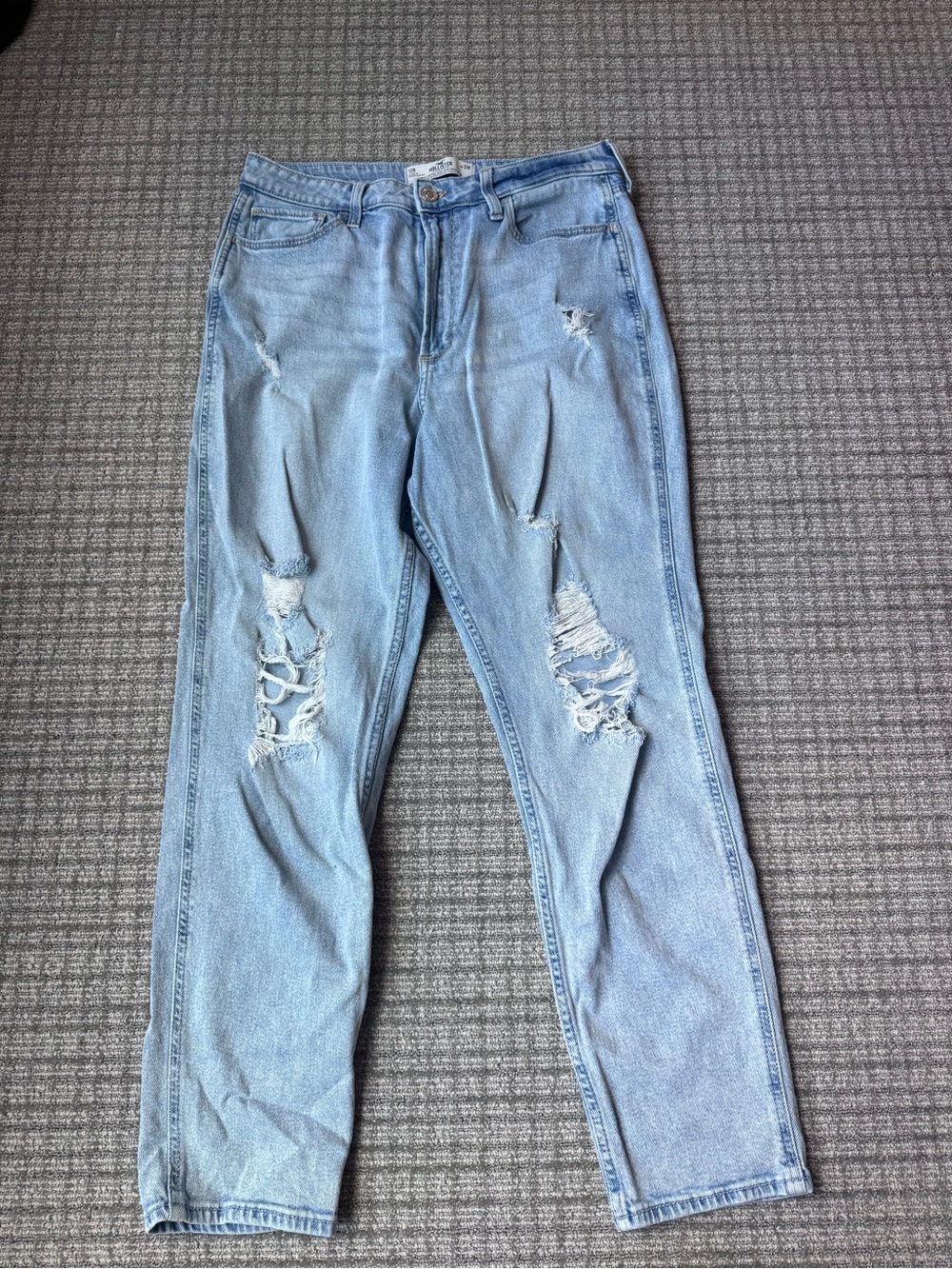 Hollister Light Blue Distressed Curvy Ultra High Rise Mom Jeans